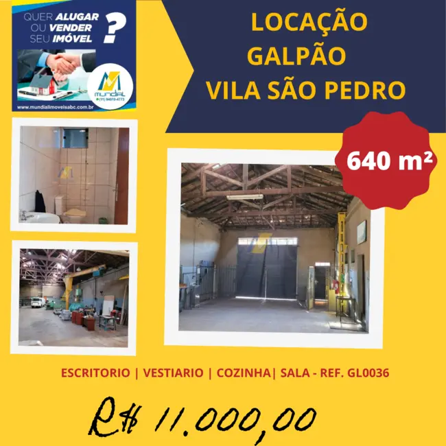 Foto 3 de Armazém / Galpão à venda, 640m2 em Vila São Pedro, Santo Andre - SP
