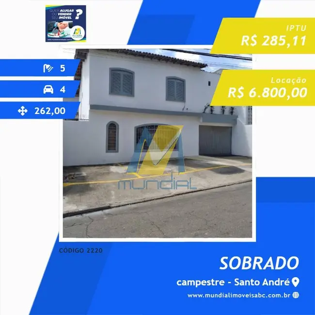 Foto 1 de Sobrado para alugar em Campestre, Santo Andre - SP
