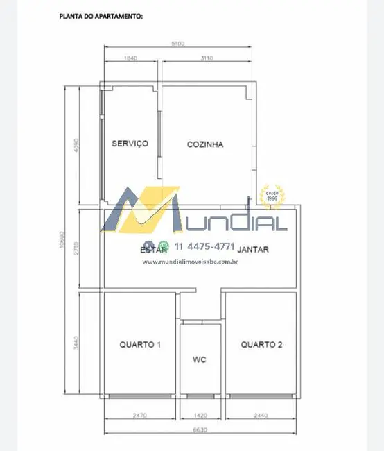 Foto 2 de Apartamento com 2 quartos para alugar, 62m2 em Casa Branca, Santo Andre - SP