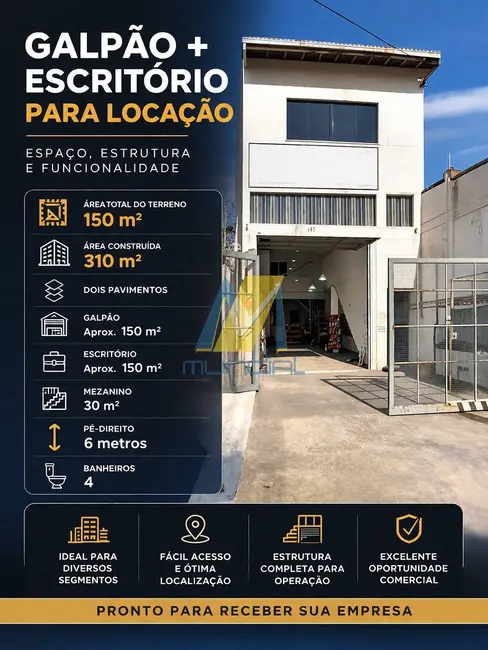 Foto 1 de Armazém / Galpão para alugar, 310m2 em Parque Erasmo Assunção, Santo Andre - SP