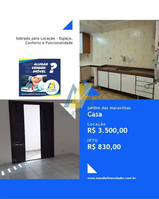 Casa com 2 quartos para alugar, 179m2 em Jardim das Maravilhas, Santo Andre - SP - imagem 1 Foto 1 de Casa com 2 quartos para alugar, 179m2 em Jardim das Maravilhas, Santo Andre - SP
