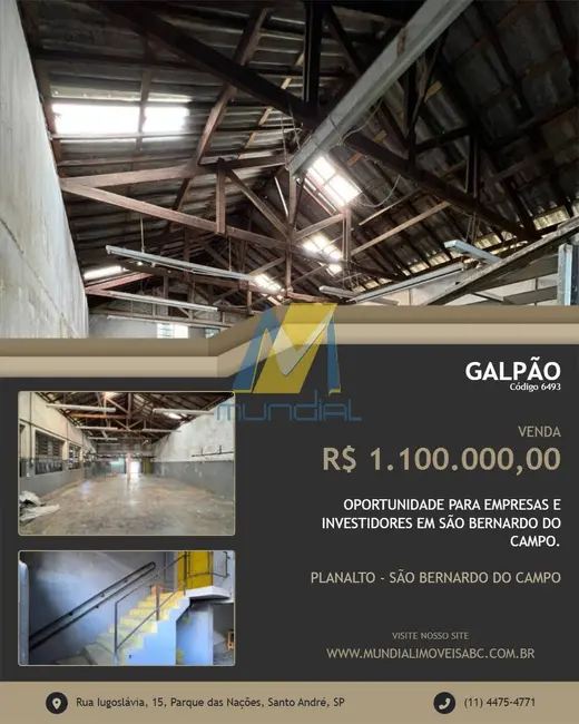 Foto 1 de Armazém / Galpão à venda em Planalto, Sao Bernardo Do Campo - SP