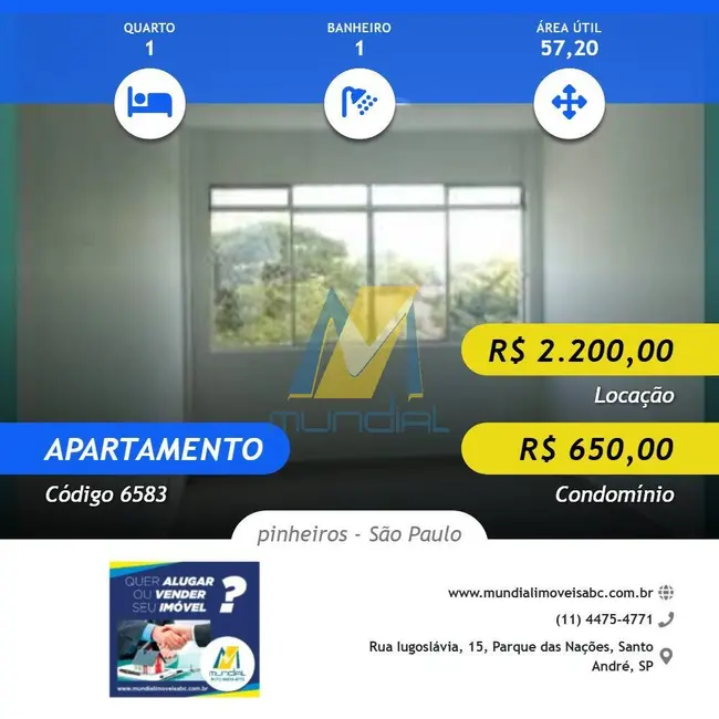 Foto 1 de Apartamento com 1 quarto para alugar, 57m2 em Pinheiros, São Paulo - SP