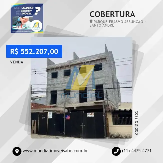 Cobertura com 2 quartos à venda, 90m2 em Parque Erasmo Assunção, Santo Andre - SP - imagem 1 Foto 1 de Cobertura com 2 quartos à venda, 90m2 em Parque Erasmo Assunção, Santo Andre - SP