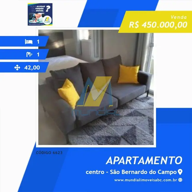 Foto 1 de Apartamento com 1 quarto à venda, 42m2 em Centro, Sao Bernardo Do Campo - SP