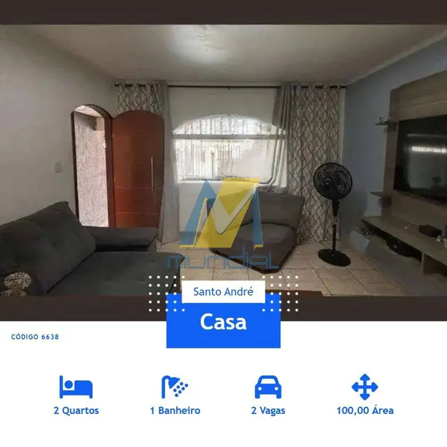 Foto 1 de Casa com 2 quartos à venda, 100m2 em Jardim Stella, Santo Andre - SP