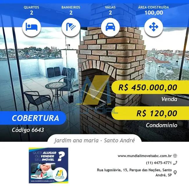 Cobertura com 2 quartos à venda em Jardim Ana Maria, Santo Andre - SP - imagem 1 Foto 1 de Cobertura com 2 quartos à venda em Jardim Ana Maria, Santo Andre - SP