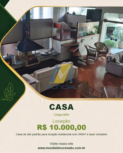 Casa com 3 quartos para alugar, 340m2 em Campestre, Santo Andre - SP - imagem 1 Foto 1 de Casa com 3 quartos para alugar, 340m2 em Campestre, Santo Andre - SP