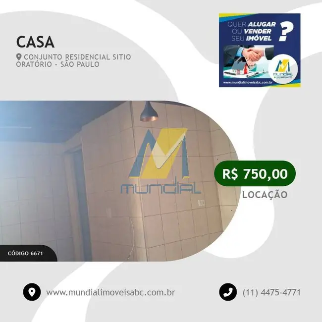 Foto 1 de Casa com 1 quarto para alugar em Conjunto Residencial Sitio Oratório, São Paulo - SP