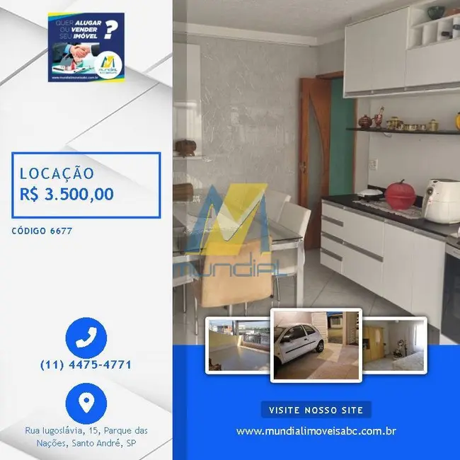 Foto 1 de Sobrado com 3 quartos para alugar, 120m2 em Jardim Stella, Santo Andre - SP