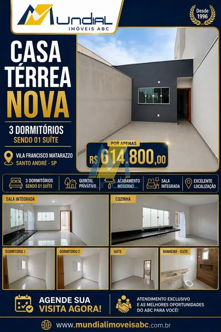 Casa com 3 quartos à venda, 77m2 em Vila Francisco Matarazzo, Santo Andre - SP - imagem 1 Foto 1 de Casa com 3 quartos à venda, 77m2 em Vila Francisco Matarazzo, Santo Andre - SP