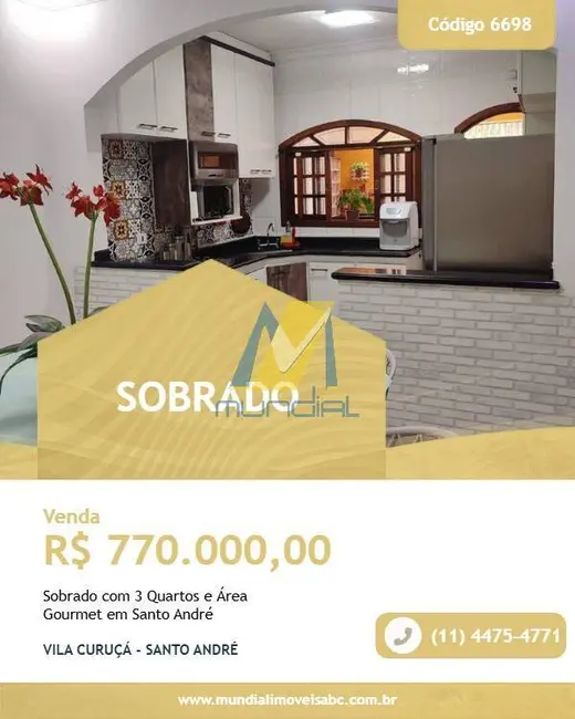 Foto 1 de Sobrado com 3 quartos à venda, 178m2 em Vila Curuçá, Santo Andre - SP