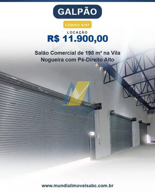 Foto 1 de Armazém / Galpão para alugar, 198m2 em Vila Nogueira, Diadema - SP