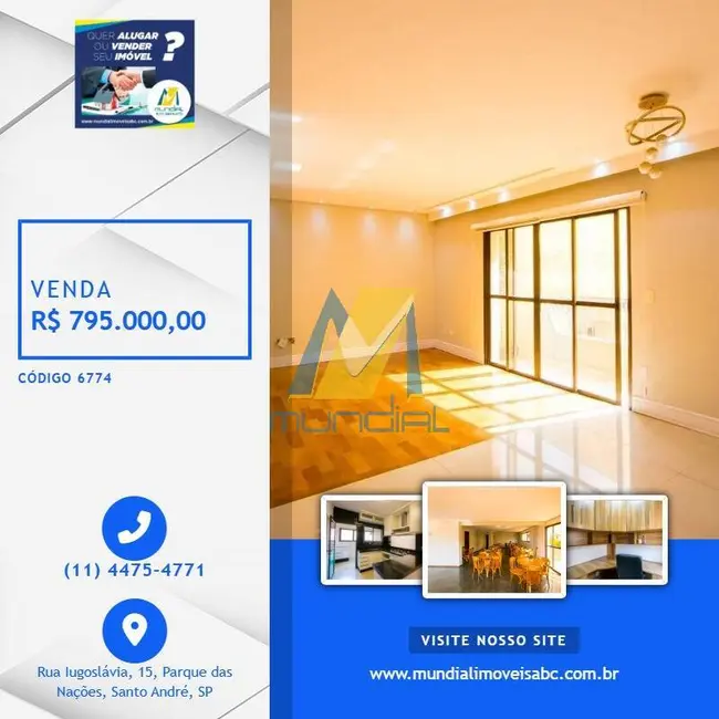 Foto 1 de Apartamento com 3 quartos à venda, 127m2 em Vila Linda, Santo Andre - SP