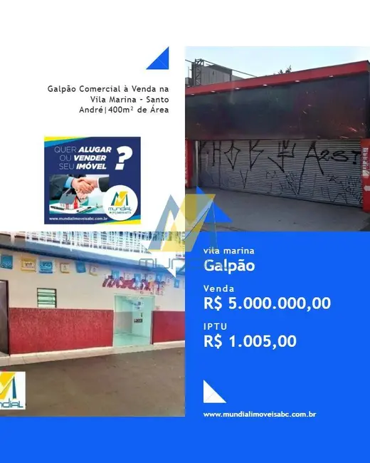 Foto 1 de Armazém / Galpão à venda, 400m2 em Vila Marina, Santo Andre - SP