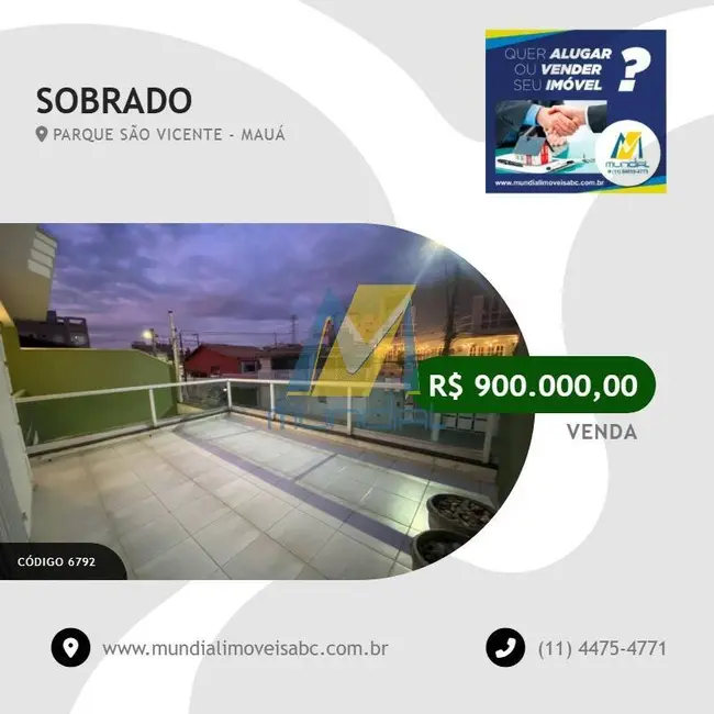 Sobrado com 3 quartos à venda em Parque São Vicente, Maua - SP - imagem 1 Foto 1 de Sobrado com 3 quartos à venda em Parque São Vicente, Maua - SP