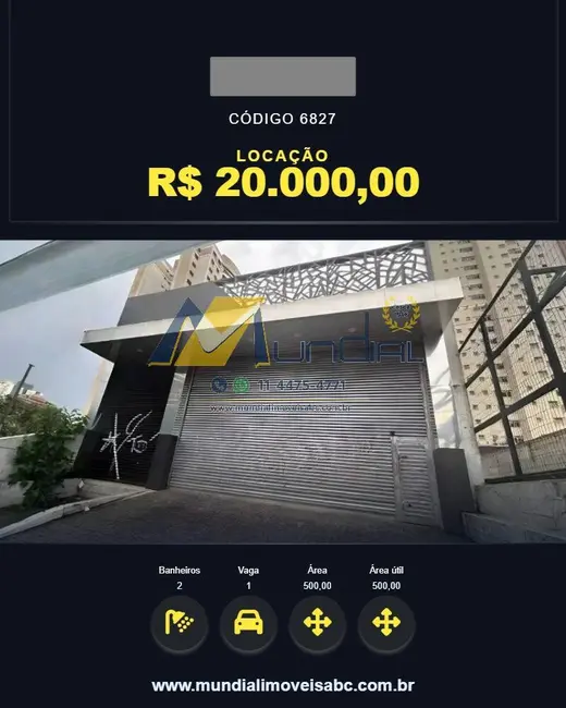 Foto 1 de Armazém / Galpão para alugar, 500m2 em Jardim, Santo Andre - SP