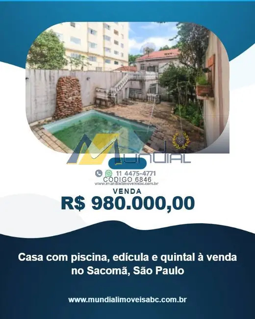 Casa com 2 quartos à venda, 296m2 em Sacomã, São Paulo - SP - imagem 1 Foto 1 de Casa com 2 quartos à venda, 296m2 em Sacomã, São Paulo - SP