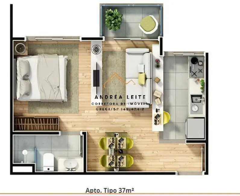 Foto 3 de Apartamento com 1 quarto à venda, 37m2 em Jardim Portal da Colina, Sorocaba - SP