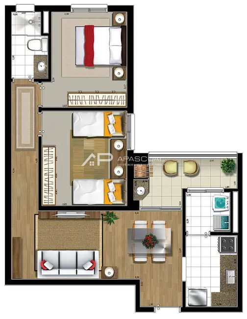 Foto 3 de Apartamento com 2 quartos à venda, 52m2 em Sao Jose Dos Campos - SP