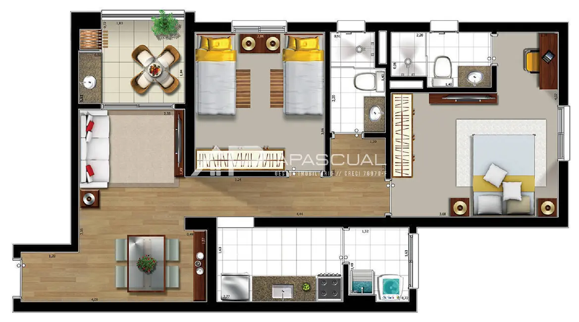 Foto 4 de Apartamento com 2 quartos à venda, 52m2 em Sao Jose Dos Campos - SP