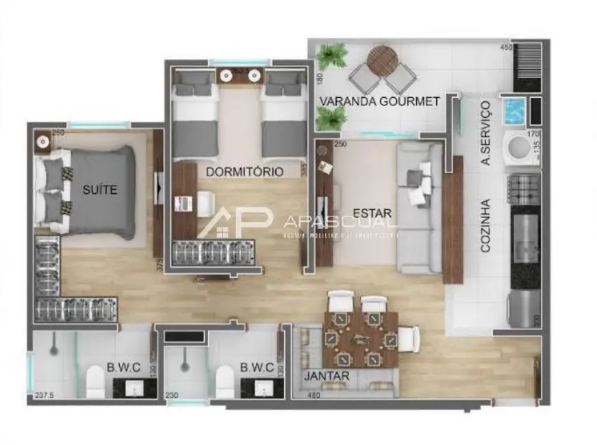Foto 9 de Apartamento com 2 quartos à venda, 65m2 em Loteamento Villa Branca, Jacarei - SP