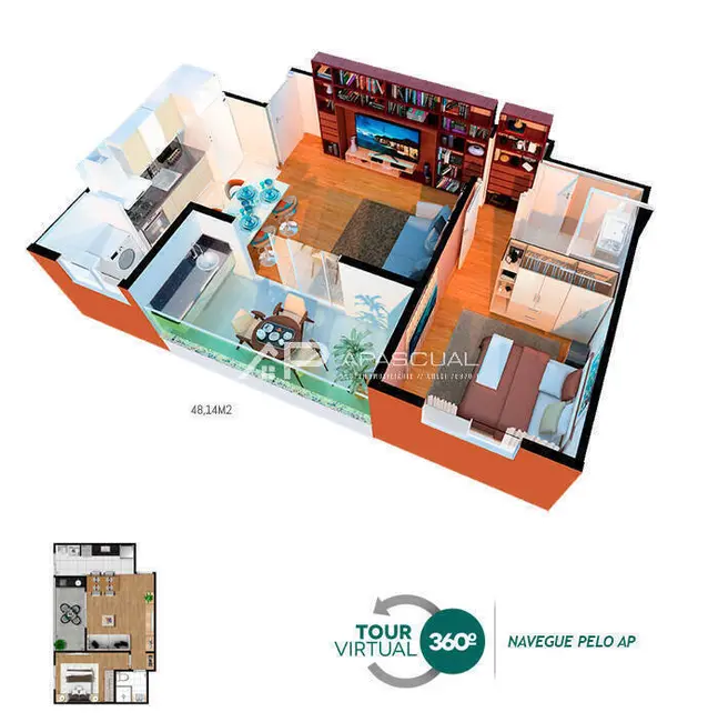 Foto 2 de Apartamento com 1 quarto à venda, 48m2 em Sao Jose Dos Campos - SP