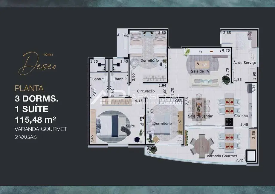 Apartamento com 3 quartos à venda, 121m2 em Indaiá, Caraguatatuba - SP - imagem 4 Foto 4 de Apartamento com 3 quartos à venda, 121m2 em Indaiá, Caraguatatuba - SP