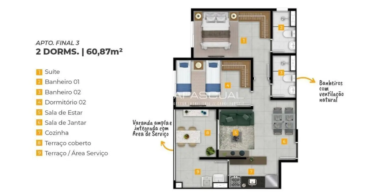 Foto 7 de Apartamento com 2 quartos à venda, 61m2 em Caraguatatuba - SP