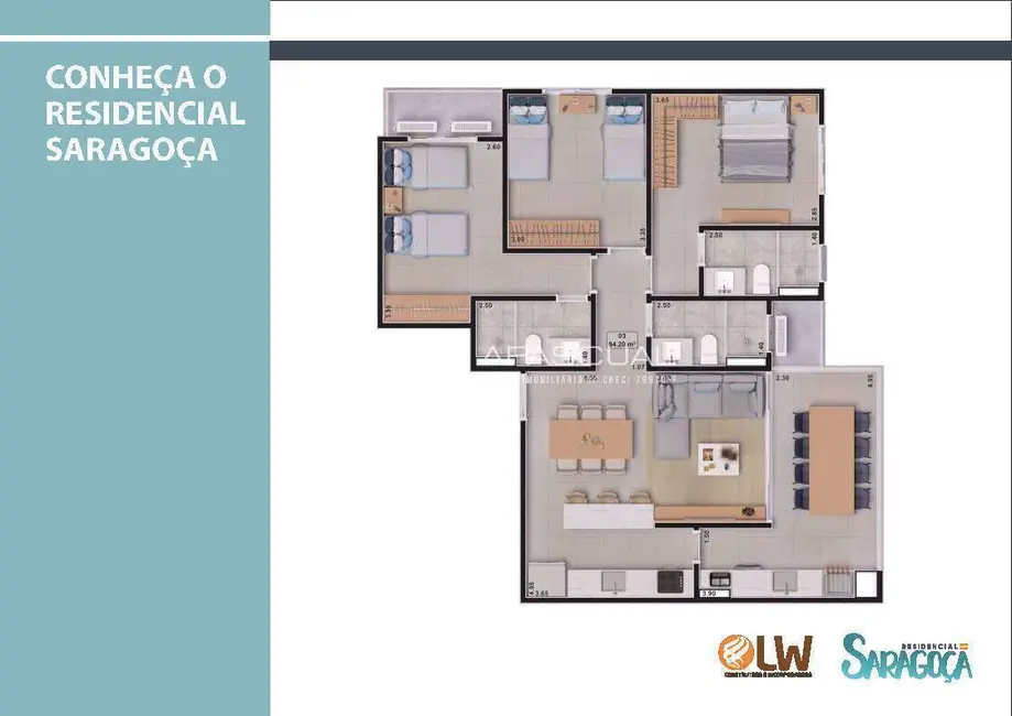Foto 8 de Apartamento com 3 quartos à venda, 94m2 em Sumaré, Caraguatatuba - SP