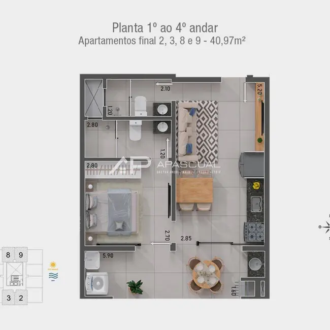 Foto 7 de Apartamento com 1 quarto à venda, 41m2 em Ubatuba - SP