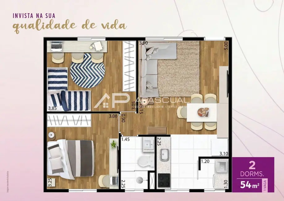 Foto 2 de Apartamento com 2 quartos à venda, 54m2 em Jardim Flórida, Jacarei - SP