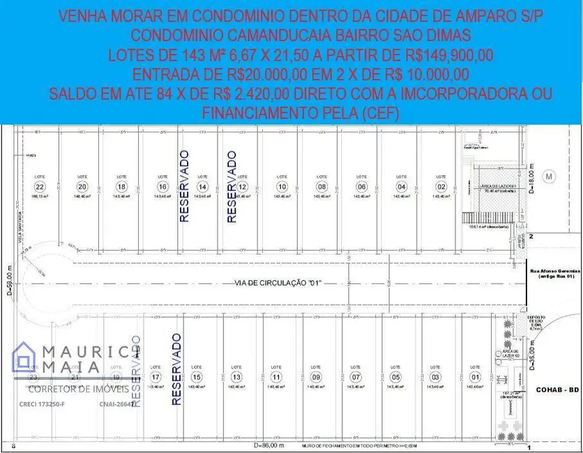 Lote de Condomínio à venda, 144m2 em Jardim São Dimas, Amparo - SP - imagem 2 Foto 2 de Lote de Condomínio à venda, 144m2 em Jardim São Dimas, Amparo - SP