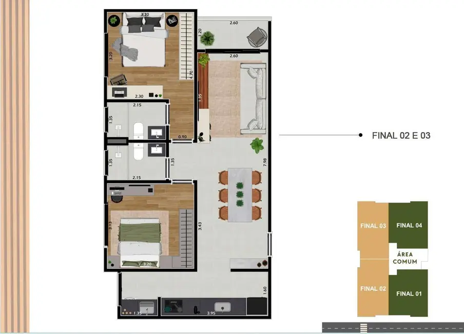 Foto 6 de Apartamento com 2 quartos à venda, 70m2 em Vila Helena, Atibaia - SP