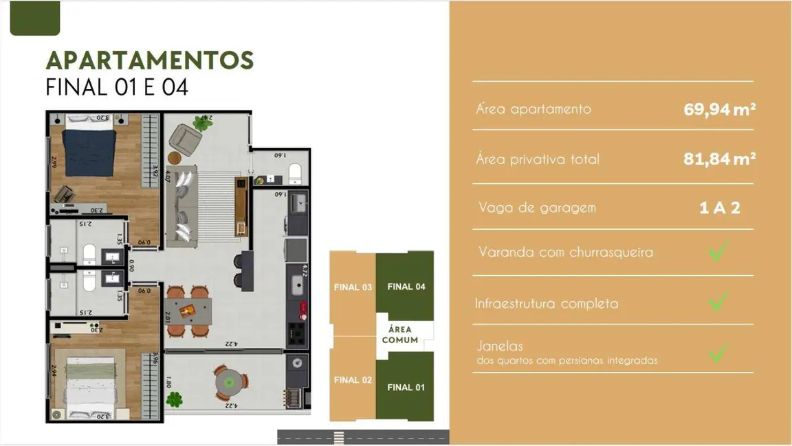 Foto 4 de Apartamento com 2 quartos à venda, 70m2 em Vila Helena, Atibaia - SP