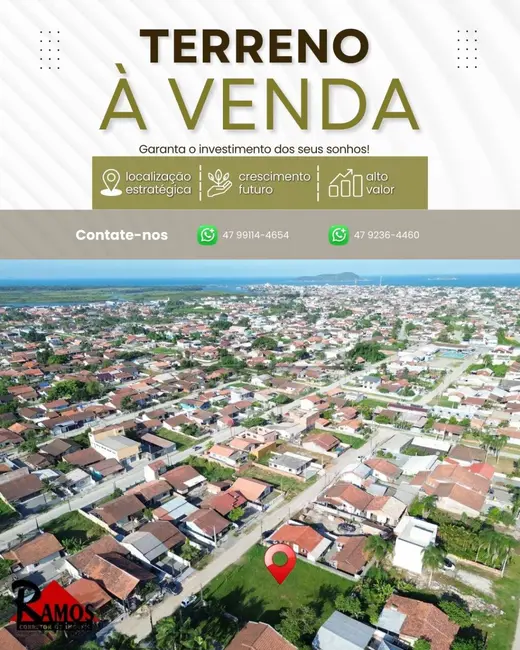 Foto 1 de Terreno / Lote à venda, 325m2 em Centro, Balneario Barra Do Sul - SC