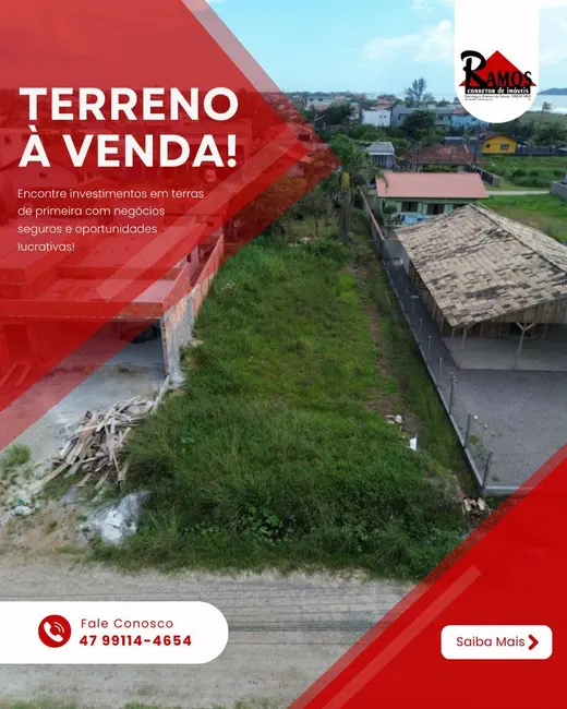 Foto 1 de Terreno / Lote à venda, 390m2 em Balneario Barra Do Sul - SC