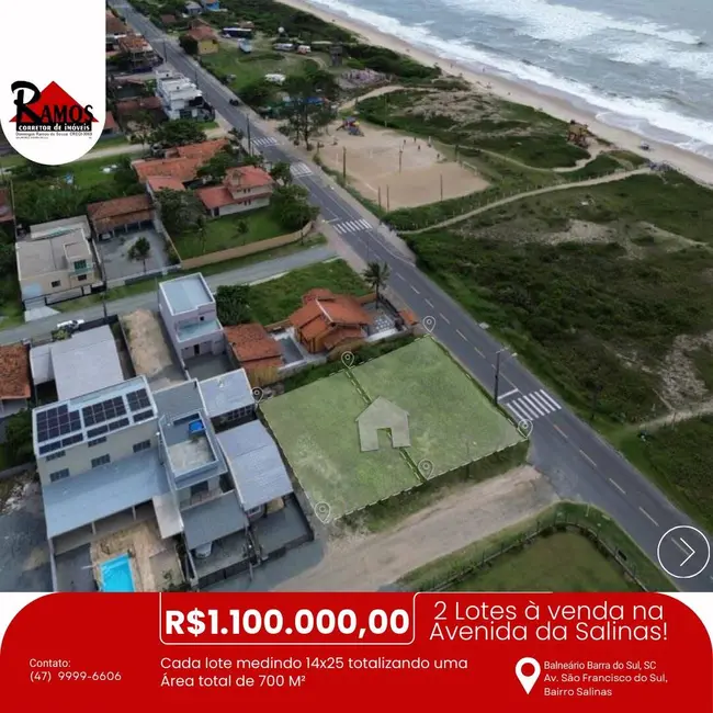 Terreno / Lote à venda, 700m2 em Balneario Barra Do Sul - SC - imagem 1 Foto 1 de Terreno / Lote à venda, 700m2 em Balneario Barra Do Sul - SC