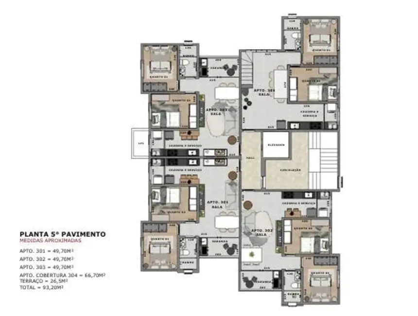 Foto 6 de Cobertura com 3 quartos à venda, 26m2 em Indaiá, Belo Horizonte - MG