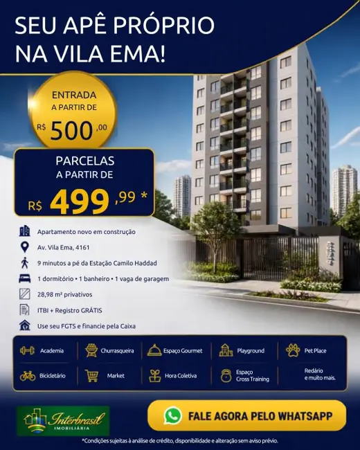 Apartamento com 1 quarto à venda, 29m2 em Vila Ema, São Paulo - SP - imagem 1 Foto 1 de Apartamento com 1 quarto à venda, 29m2 em Vila Ema, São Paulo - SP