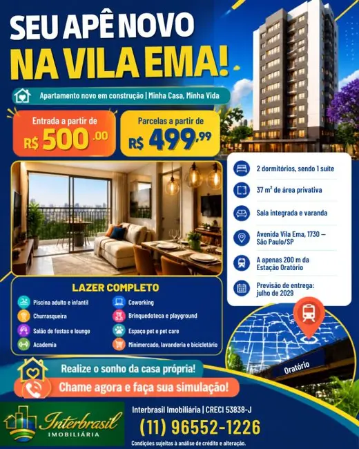Foto 1 de Apartamento com 2 quartos à venda, 37m2 em Vila Ema, São Paulo - SP