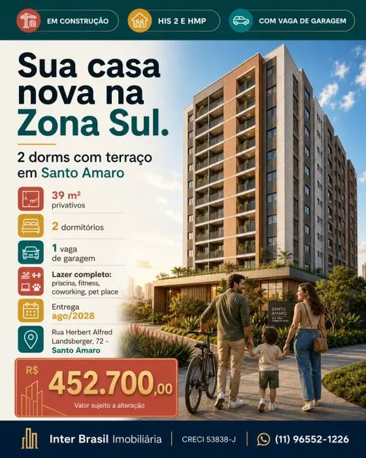 Apartamento com 2 quartos à venda, 40m2 em Santo Amaro, São Paulo - SP - imagem 1 Foto 1 de Apartamento com 2 quartos à venda, 40m2 em Santo Amaro, São Paulo - SP