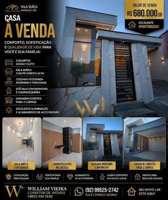 Casa de Condomínio com 3 quartos à venda, 200m2 em Tarumã, Manaus - AM - imagem 2 Foto 2 de Casa de Condomínio com 3 quartos à venda, 200m2 em Tarumã, Manaus - AM