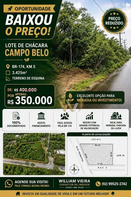 Foto 1 de Chácara à venda, 3425m2 em Tarumã-Açu, Manaus - AM
