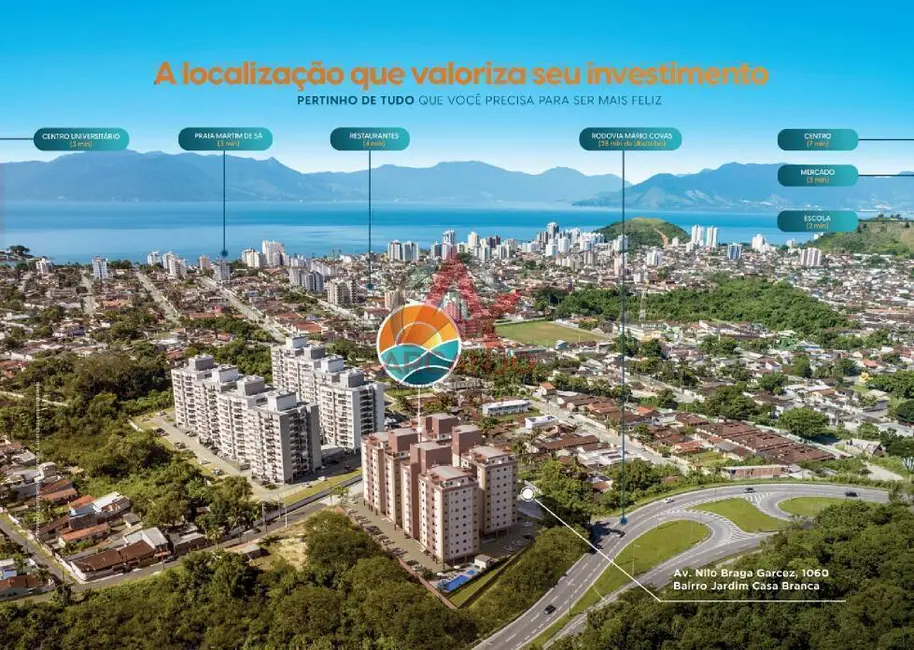 Foto 2 de Apartamento com 2 quartos à venda, 61m2 em Jardim Casa Branca, Caraguatatuba - SP