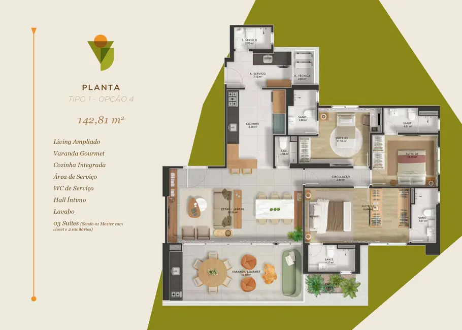 Apartamento com 3 quartos à venda, 143m2 em Candeal, Salvador - BA - imagem 9 Foto 9 de Apartamento com 3 quartos à venda, 143m2 em Candeal, Salvador - BA