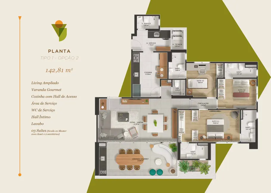 Apartamento com 3 quartos à venda, 143m2 em Candeal, Salvador - BA - imagem 7 Foto 7 de Apartamento com 3 quartos à venda, 143m2 em Candeal, Salvador - BA