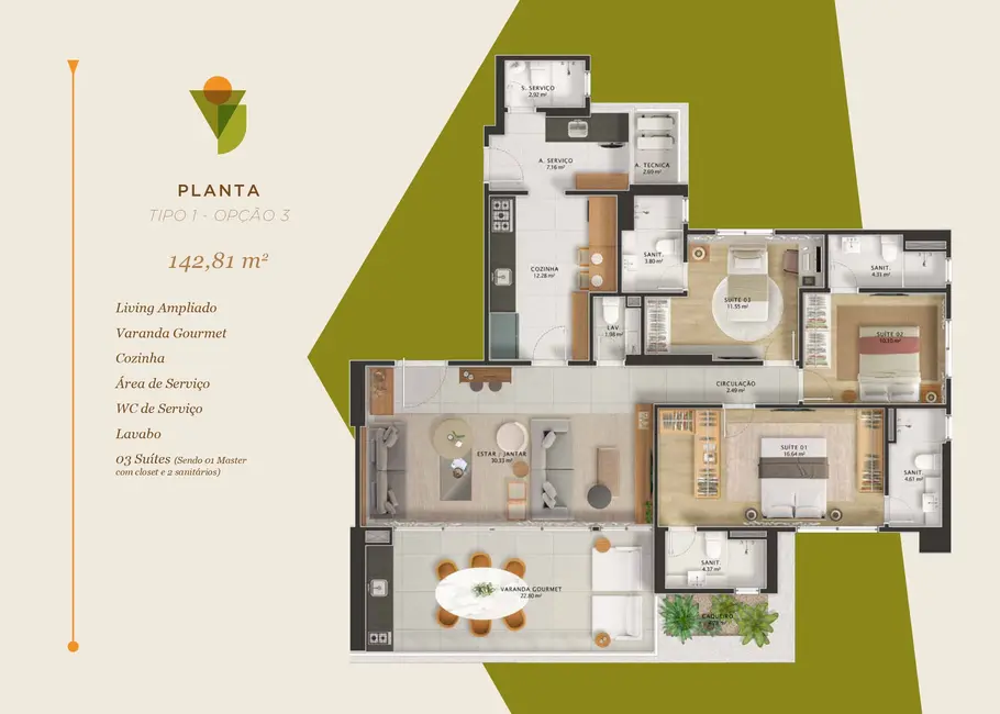 Apartamento com 3 quartos à venda, 143m2 em Candeal, Salvador - BA - imagem 8 Foto 8 de Apartamento com 3 quartos à venda, 143m2 em Candeal, Salvador - BA