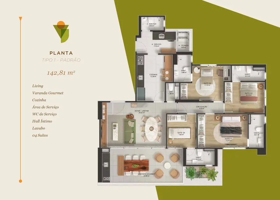 Apartamento com 3 quartos à venda, 143m2 em Candeal, Salvador - BA - imagem 5 Foto 5 de Apartamento com 3 quartos à venda, 143m2 em Candeal, Salvador - BA