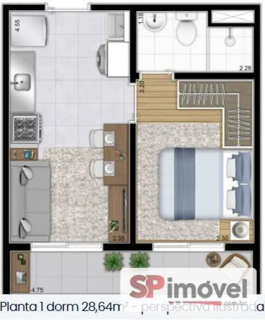 Apartamento com 1 quarto à venda, 28m2 em Vila Ema, São Paulo - SP - imagem 2 Foto 2 de Apartamento com 1 quarto à venda, 28m2 em Vila Ema, São Paulo - SP